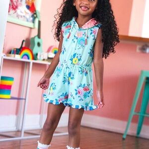 Wildflowers Aqua Floral Kids Romper